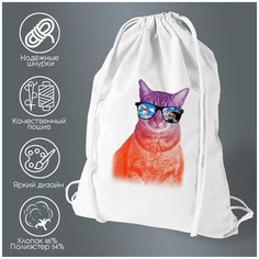 Сумка для обуви CoolPodarok Кот в очках рыбки