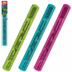 Линейка пластиковая 30 см, гибкая, MAPED (Франция) «Twistn Flex», тонированная, ассорти, подвес, 027900