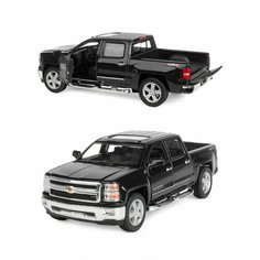 Машинка металлическая Kinsmart 1:46 «2014 Chevrolet Silverado» инерционная, чёрная KT5381D-2