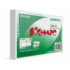 Конверт белый С5 стрип 162х229 80г комус 100 шт/уп, 12 уп/кор