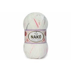 Пряжа Nako Masal Renkli белый-розовый-серый (32099), 100%акрил, 165м, 100г, 1шт