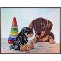 Hobby & Pro Набор для вышивания бисером Два щенка 30 х 23 см (БН-3116) разноцветный
