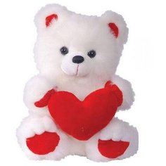 Мягкая игрушка СмолТойс Медведь с сердцем, 42 см, белый