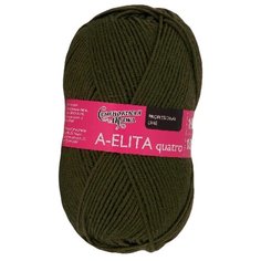 Пряжа Семеновская пряжа A-elita quatro, 50 % шерсть, 50 % акрил, 100 г, 190 м, 1 шт., олива (235)