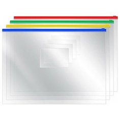 Папка-конверт на молнии OfficeSpace, А4, 120мкм, прозрачная ZB4_1778