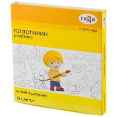 Пластилин гамма "Юный художник", 12 цветов, 168 г, со стеком, 280045 Gamma