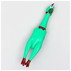 Игрушка пищащая "Задумчивая курица XL" для собак, 41 см, зелёная Miki Market