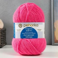 Пряжа "Ангорская тёплая" 40% шерсть, 60% акрил 480м/100гр (11 яр. Розовый) 3915629 Пехорка