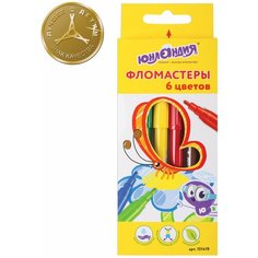 Фломастеры юнландия 6 цветов, "экзотика", вентилируемый колпачок, картон, 151419