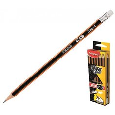 Карандаш чернографитный Maped трехгранный, 2B, с ластиком