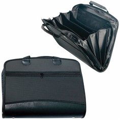 Папка-портфель пластиковая BRAUBERG А4+ (375×305×60 мм), 4 отделения, 2 кармана, на молнии, черный, 225169