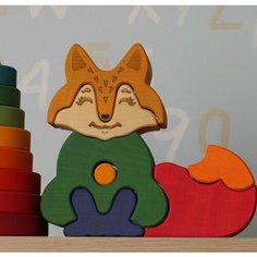 Деревянная игрушка пирамидка-пазл Skandico "Лиса" SK12001