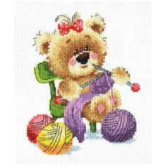 Набор для вышивки счетным крестом "Мишкино рукоделие. Вязание"Многоцветница