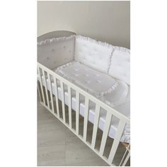 Бортики в детскую кроватку для новорожденного "Облако", белоснежный, 3 подушки, в прямоугольную кроватку 120*60 см Kris Fi