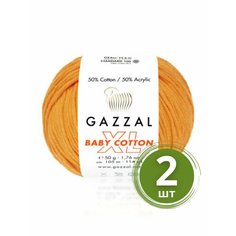 Пряжа Gazzal Baby Cotton XL (Беби Коттон XL) - 2 мотка Цвет: 3416 Тыква 50% хлопок, 50% акрил, 50 г 105 м Yarn Art