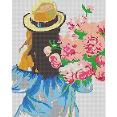 Набор для вышивания чешским бисером Вышивочка Девушка с цветами 24х30