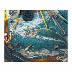 Алмазная мозаика ТРИ совы «Рыбалка» 40×50см, холст, картонная коробка с пластиковой ручкой