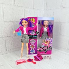 Кукла шарнирная / GLO-UP GIRLS / с аксессуарами и наклейками / 25см, для девочки без бренда