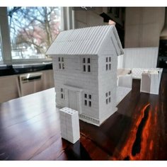 Сборная модель Двухэтажный домик, макет здания для декора, диорам Artroodroom