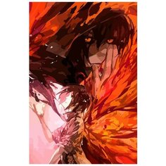 Картина по номерам на холсте Токийский Гуль (Кэн Канэки, Тока Кирисима, Ридзэ, Нисики) - 8010 В 60x40