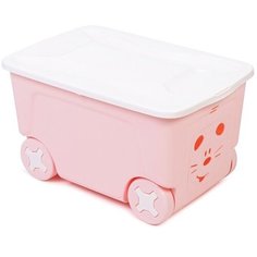 Контейнер для игрушек "Cool" - розовый (колеса, 50 литров) Little Angel