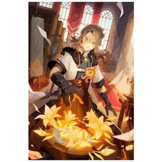 Картина по номерам на холсте Игра Genshin impact (Генишин, Ху Тао, Делюк, Сахароза, Сяо) - 8292 В 60x40