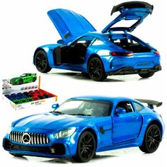 Металлическая машинка игрушка 1:32 Mercedes AMG GT (Мерседес АМГ) 15 см, детская, инерционная, свет, звук / Синий Denco Store