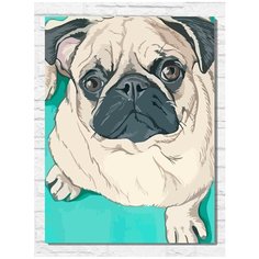 Картина по номерам на холсте Преданный мопс (собака, щенок) - 9218 В 30x40