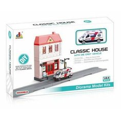 Конструктор Городская улица. Больница с металлической машинкой 1:64 - Junfa Toys [WT-06138]