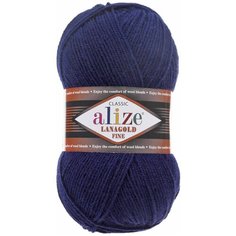 Пряжа Alize Lanagold Fine (Ализе Ланаголд Файн) - 1 моток, 58 темно-синий, 49% шерсть, 51% акрил 390м/100г