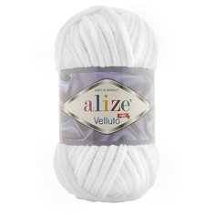 Пряжа Alize Velluto (Ализе Веллюто) - 2 мотка 55 белый 100% микрополиэстер 68м/100г