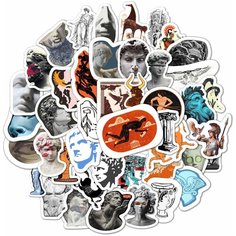 Стикеры 9 листов А6(44 наклейки) виниловые наклейки для детей и взрослых на телефон, велосипед, ноутбук, блокнот. Стикерпак Искусство 1 Эпоха Античности Bulba Craft