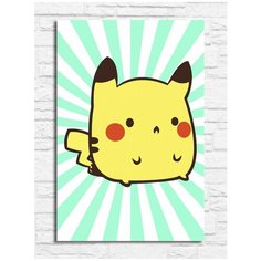 Картина по номерам на холсте пикачу (для детей, простые, кавай, покемон, пика-пика, чиби) - 10019 В 20х30