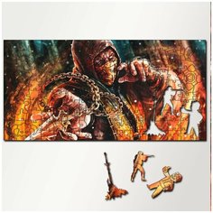 Пазл из дерева с фигурками, 230 деталей, 46х23 см игры Mortal Kombat - 5479 Puzzle Wood
