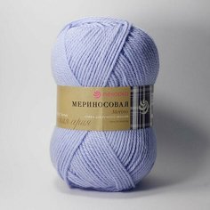 Пряжа Пехорка Мериносовая 177 голубое небо 50% мериносовая шерсть, 50% акрил 100г 200м 5 шт