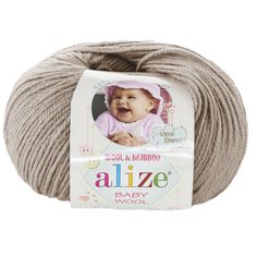 Пряжа Alize Baby Wool (Ализе Беби Вул) - 2 мотка Цвет: 167, Бежевый, 40% шерсть 20% бамбук 40% акрил, 50 г / 175 м