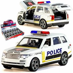 Металлическая машинка игрушка 1:32 Джип Land Rover Range Rover Sport: Полицейский, 16,5 см, инерционная, свет, звук Denco Store
