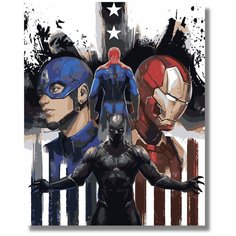 Картина по номерам "Marvel герои" холст на подрамнике 40х50
