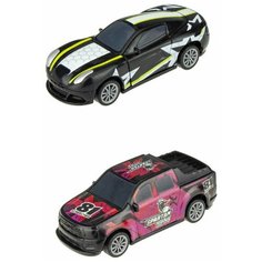 Гоночная машина 1 TOY CrashFest Star/Spartan 2в1 Т21628, 10 см, зеленый/черный/розовый