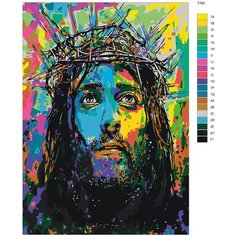 Картина по номерам T790 "Арт Иисус-флуоресцентные цвета" 60x90 Brushes Paints