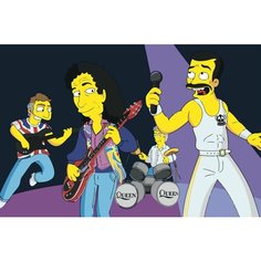 Картина по номерам на холсте на деревянном подрамнике "Simpsons Симпсоны: Группа Queen", Раскраска 40x60 см, Мультфильмы