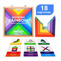 Деревянный детский конструктор танграм MEGA TOYS балансир сортер Радуга / геометрические фигуры для малышей Мега Тойс