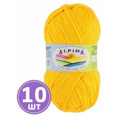 Пряжа детская для вязания крючком, спицами Alpina Альпина TOMMY классическая средняя, акрил 100%, цвет №007 Ярко-желтый, 130 м, 10 шт по 50 г