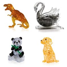 Игрушки мальчику Модель для сборки комплект подарочный 4 штуки Идея подарка классу день рождения Динозавр, Лебедь, Панда, Собачка Iq Toy