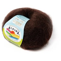 Пряжа полушерсть Alpina Альпина LUCKY MOHAIR классическая средняя, Мохер/акрил, цвет №15 Темно-коричневый, 150 м, 10 шт по 50 г