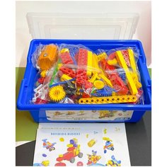 Набор Первые шаги в механике 180 детали / Развивающий конструктор Робототехника с мотором-двигателем / совместим с лего WL Toys