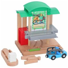 Двухуровневая станция для детской деревянной железной дороги Нет бренда