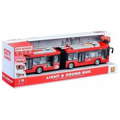 Игрушка троллейбус гармошка инерционный для мальчика, на батарейках, масштаб 1:16, размер модели 44,3 х 7,3 х 9,5 см. Zhorya