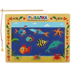 Игра ловим Синий Трактор, 30х22,5 см. Буратино игрушки из дерева W030-STR
