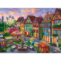 Алмазная мозаика Тихий городок, 40x50 см, 25 цв, частич. заполнение, с подр. Рыжий кот